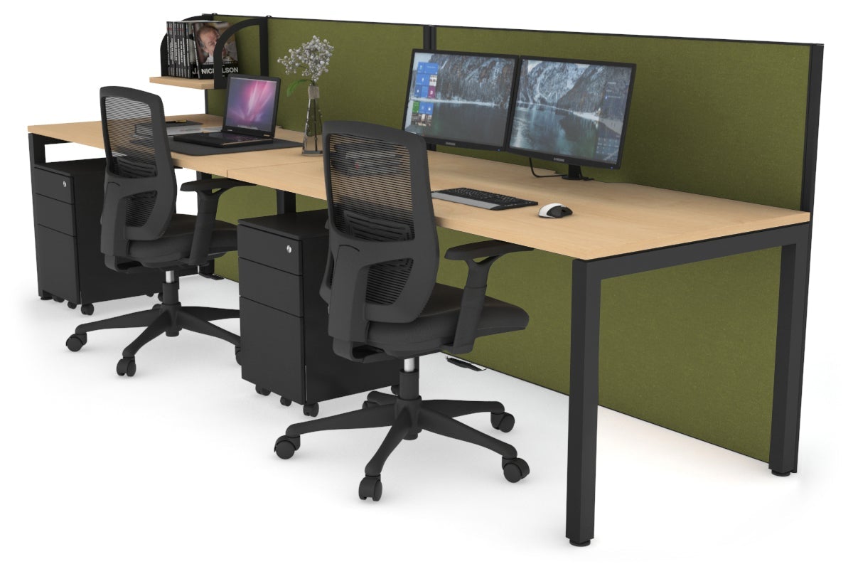 Horizon Quadro 2 Person Office Workstation with Square Legs - 1600L x 800W Desk with Cable Management Scallop - Perfect for Shared Workspaces & Collaborative Office Environments