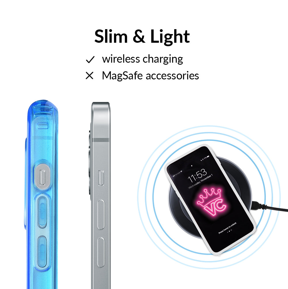 Neon Blue Clear iPhone Case - Shockproof & Scratch-Resistant Protective Cover for iPhone 12/13/14/15 Pro Max - Slim Fit Transparent Phone Case for Everyday Use & Outdoor Activities