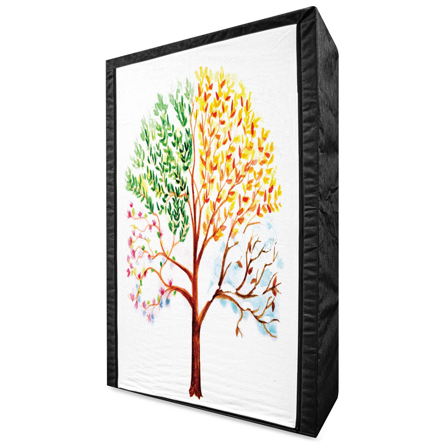 Ambesonne Watercolor Fabric Wardrobe Closet Organizer with Shelves, 42.5
