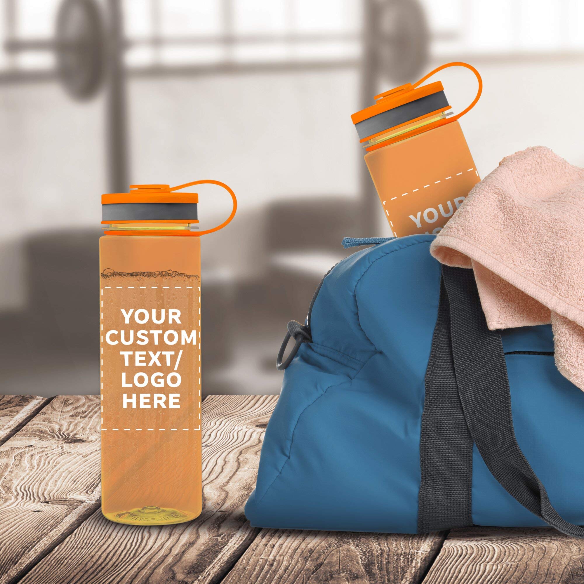 Custom 26 oz Wide Mouth Water Bottles - Bulk Pack of 50, BPA Free, Personalized with Logo - Perfect for Gym, Camping, Hiking, School & Team Events - Orange Sports Water Bottles for Hydration On The Go