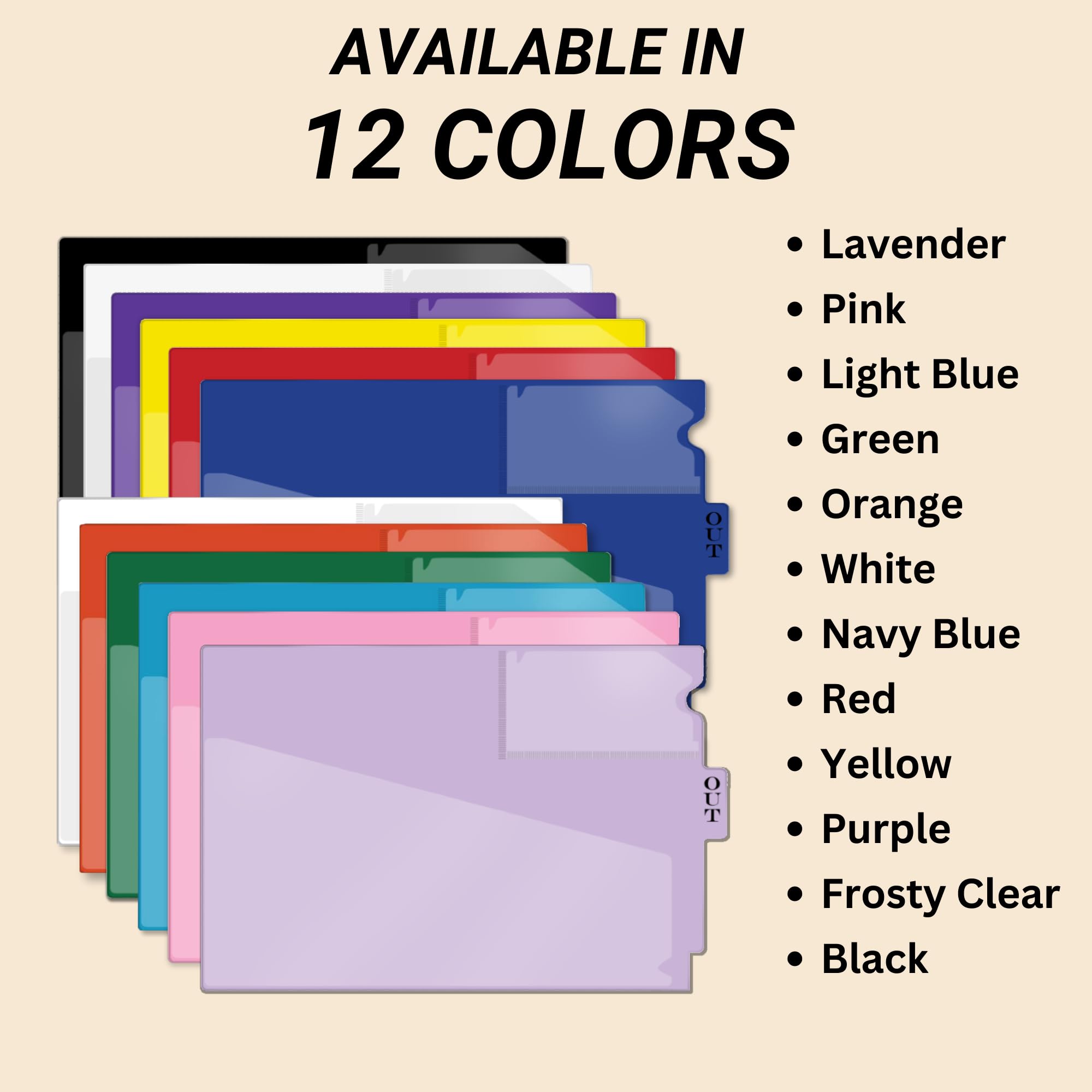 Doctor Stuff - Vinyl File Folders with Center Tab, Diagonal Cut Front Pocket & Top Slip Pocket, Letter Size 9