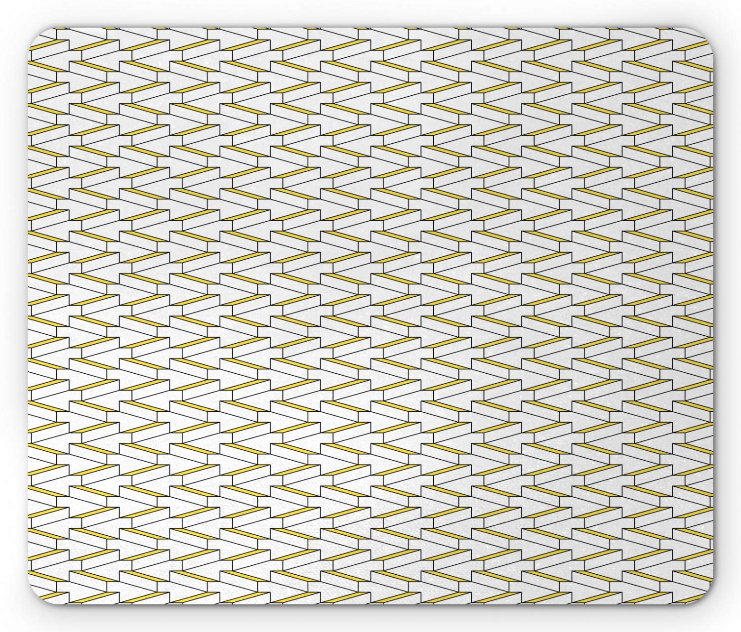 Ambesonne Yellow and White Mouse Pad - Cubism Inspired Brick Design, Non-Slip Rubber Base, Standard Size (7.5