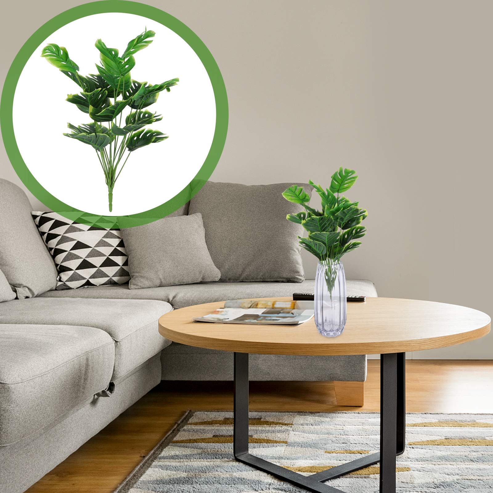PRETYZOOM Artificial Turtle Leaf Plant - 1PC Realistic Fake Greenery Branch for Flower Pots, Vases, Bouquets & Home Decor - Perfect for Table Centerpieces, Office Desk, Wedding Decorations
