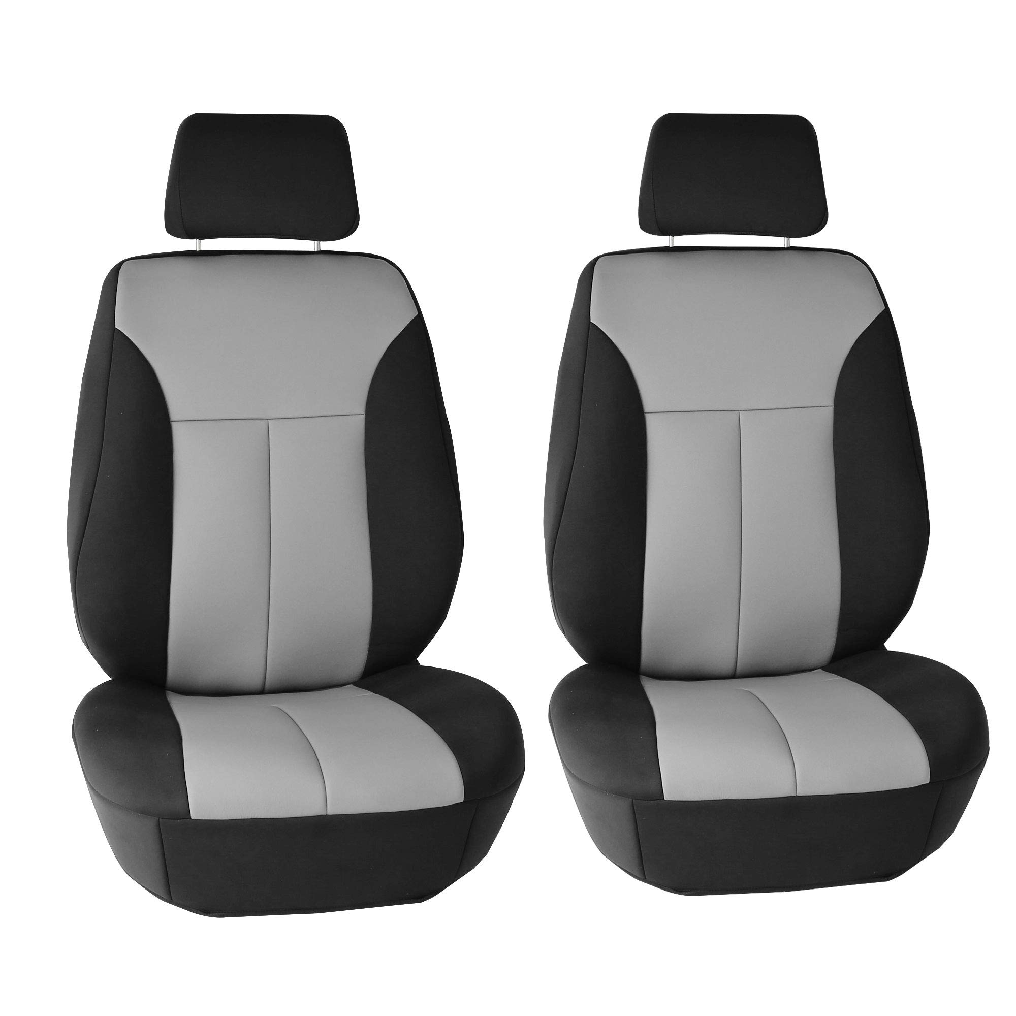 TLH Universal Car Front Seat Protectors - Airbag Compatible Neoprene Seat Covers with Ultraflex High Stretch Design (Gray) - Perfect for Daily Commute, Road Trips & Pet Protection