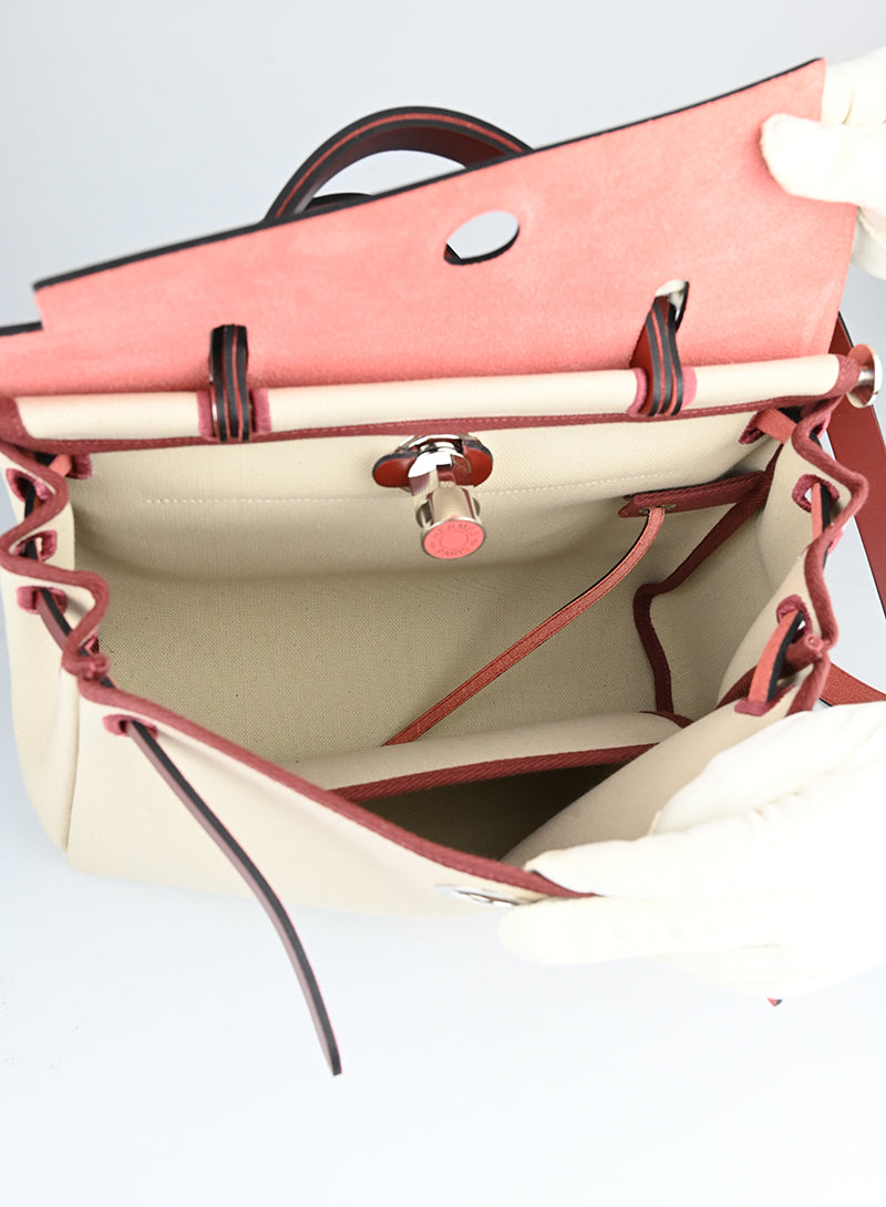 Hermès Herbag 29 Shoulder Bag - Beige & Brick Leather Crossbody Bag for Women | Luxury Handbag for Work, Travel & Everyday Use