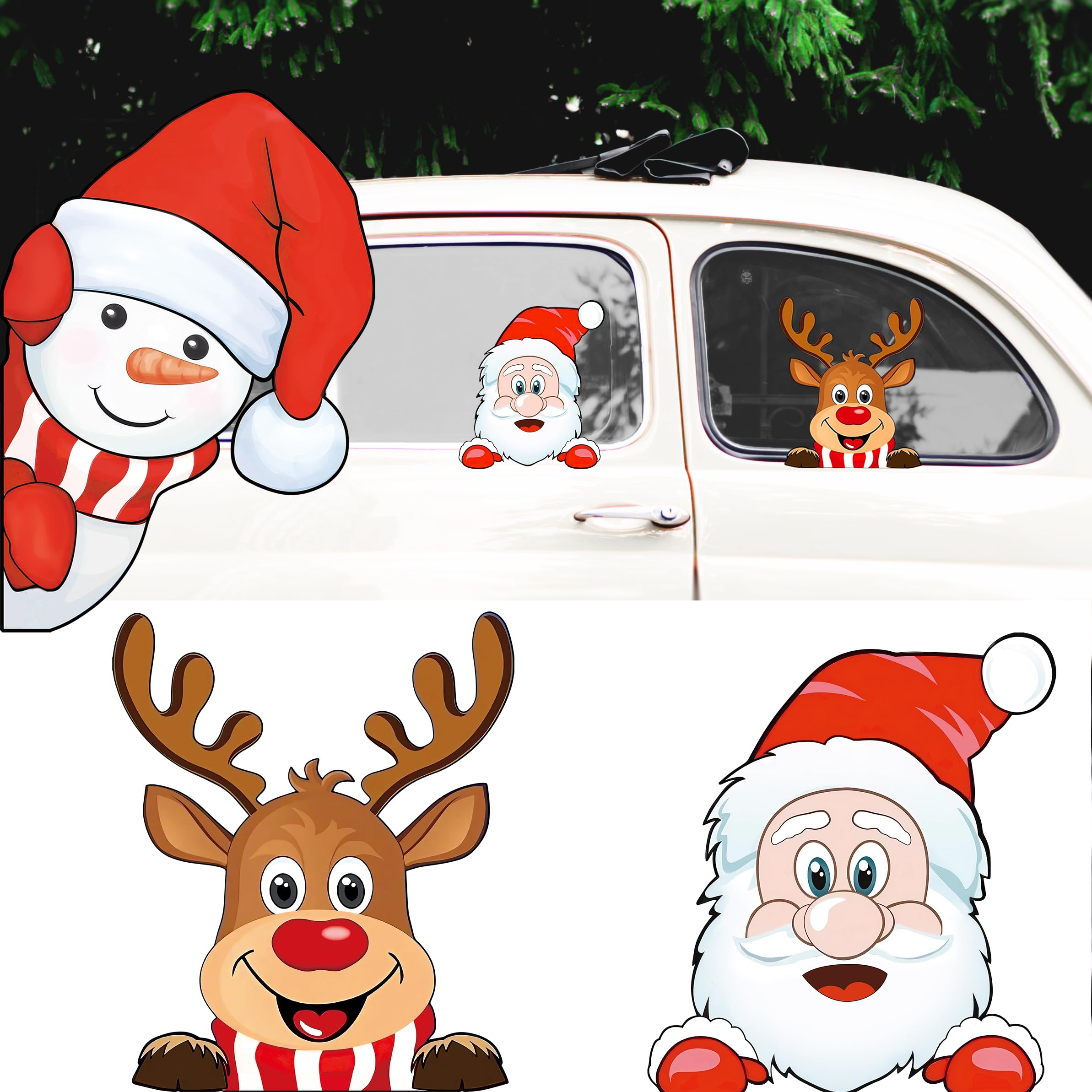 Christmas Car Decoration Decals - Cute Santa Claus Window Stickers for Holiday Vehicle Decor | Festive Auto Accessories for Cars, Trucks & SUVs | Perfect for Holiday Parties, Parades & Gift Exchanges