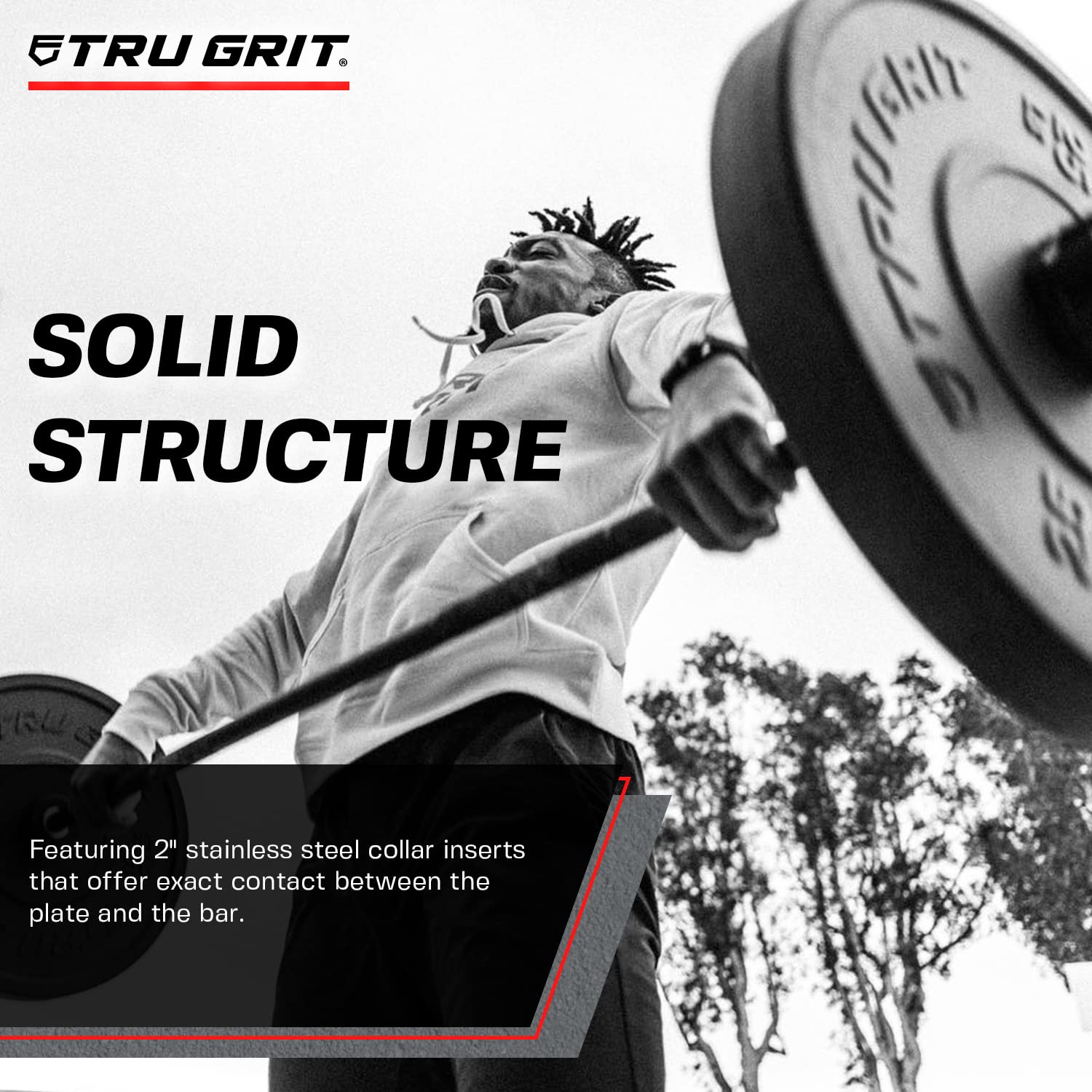 Tru Grit Fitness Elite Bumper Plates - Premium Solid Virgin Rubber Olympic Weight Plates with 2