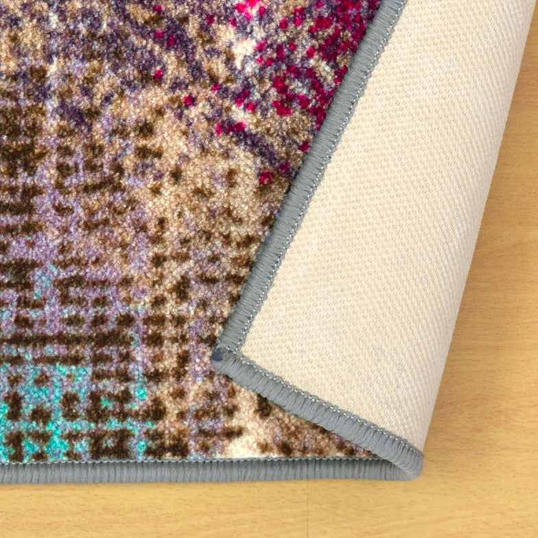 Amarsi Geometric Abstract Non-Slip Washable Indoor Area Rug - Perfect for Living Room, Bedroom & Home Decor