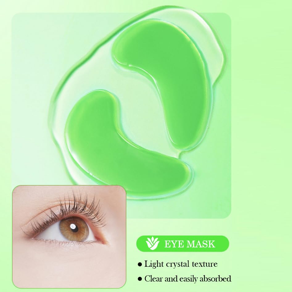 6-in-1 Jelly Mask Powder Set with 10 Pairs Aloe Vera Under Eye Patches & 10PCS Hydrating Lip Masks - DIY Skincare Kit for Glowing Skin at Home Spa, Party Favors, Self-Care Gifts