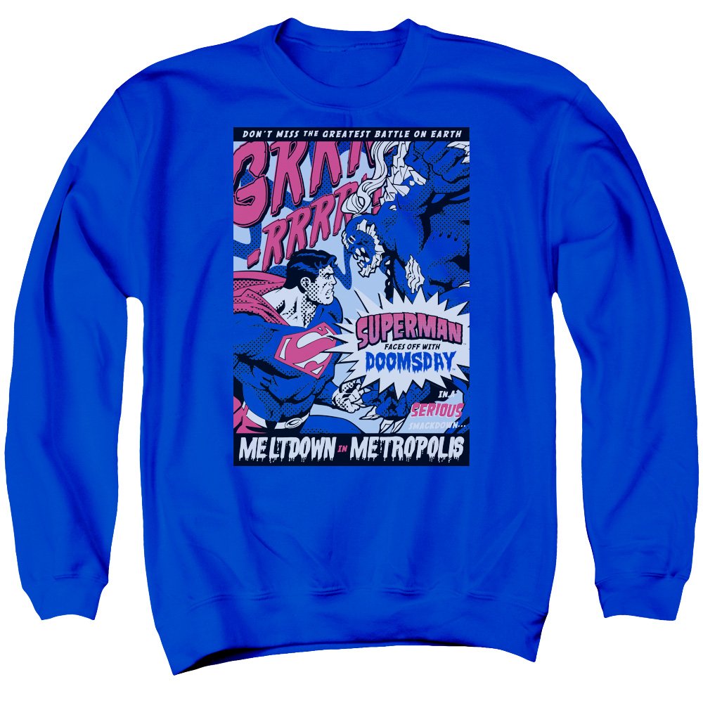 Superman Meltdown Unisex Crewneck Sweatshirt for Men & Women | Comfortable Cotton Pullover | Casual Wear, Cosplay & Superhero Fan Gift