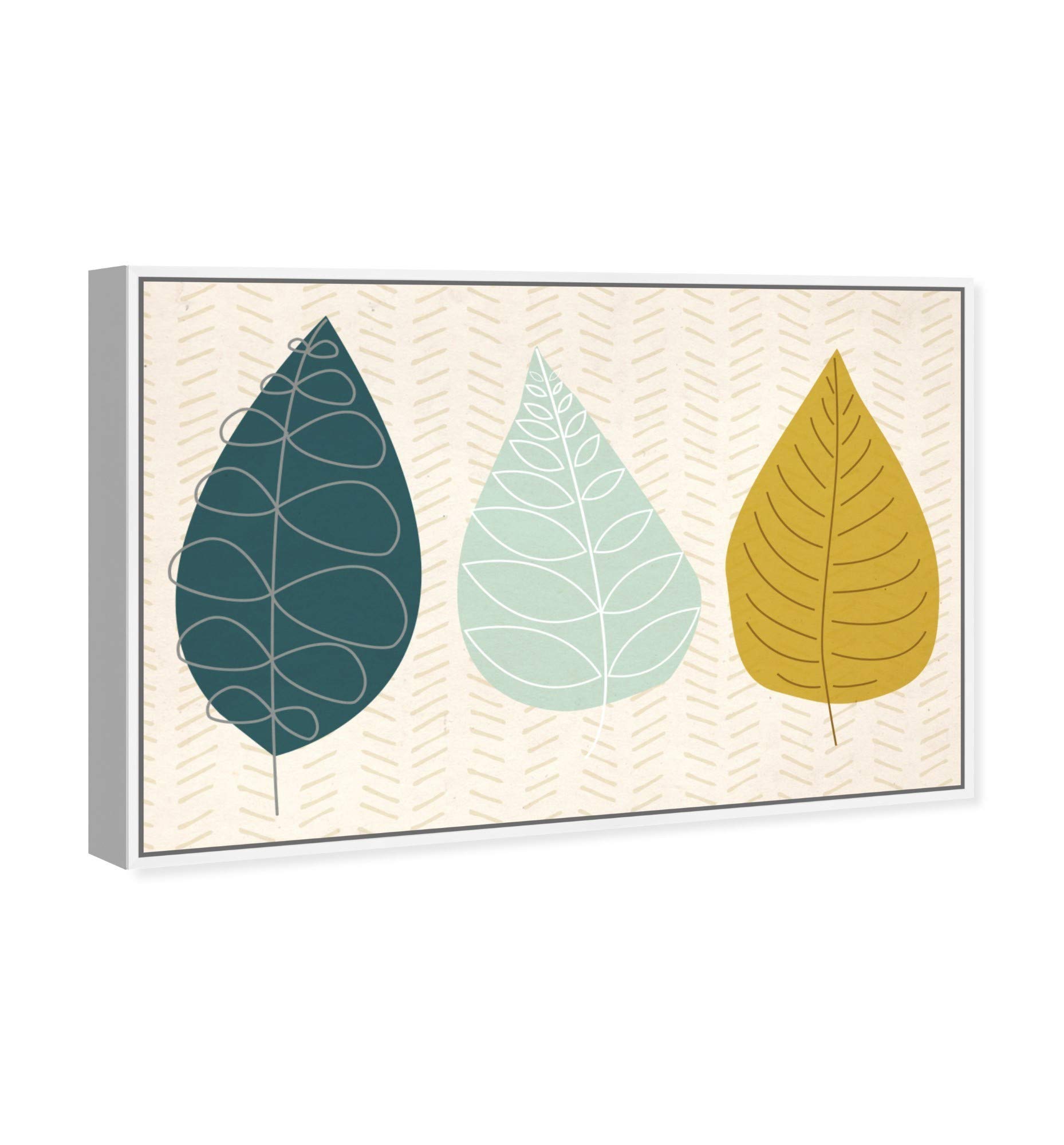 Oliver Gal Artist Co. 'World of Leaves' Floral Framed Canvas Wall Art - 24x16 Inch Green & Yellow Botanical Print for Living Room, Bedroom & Office Décor