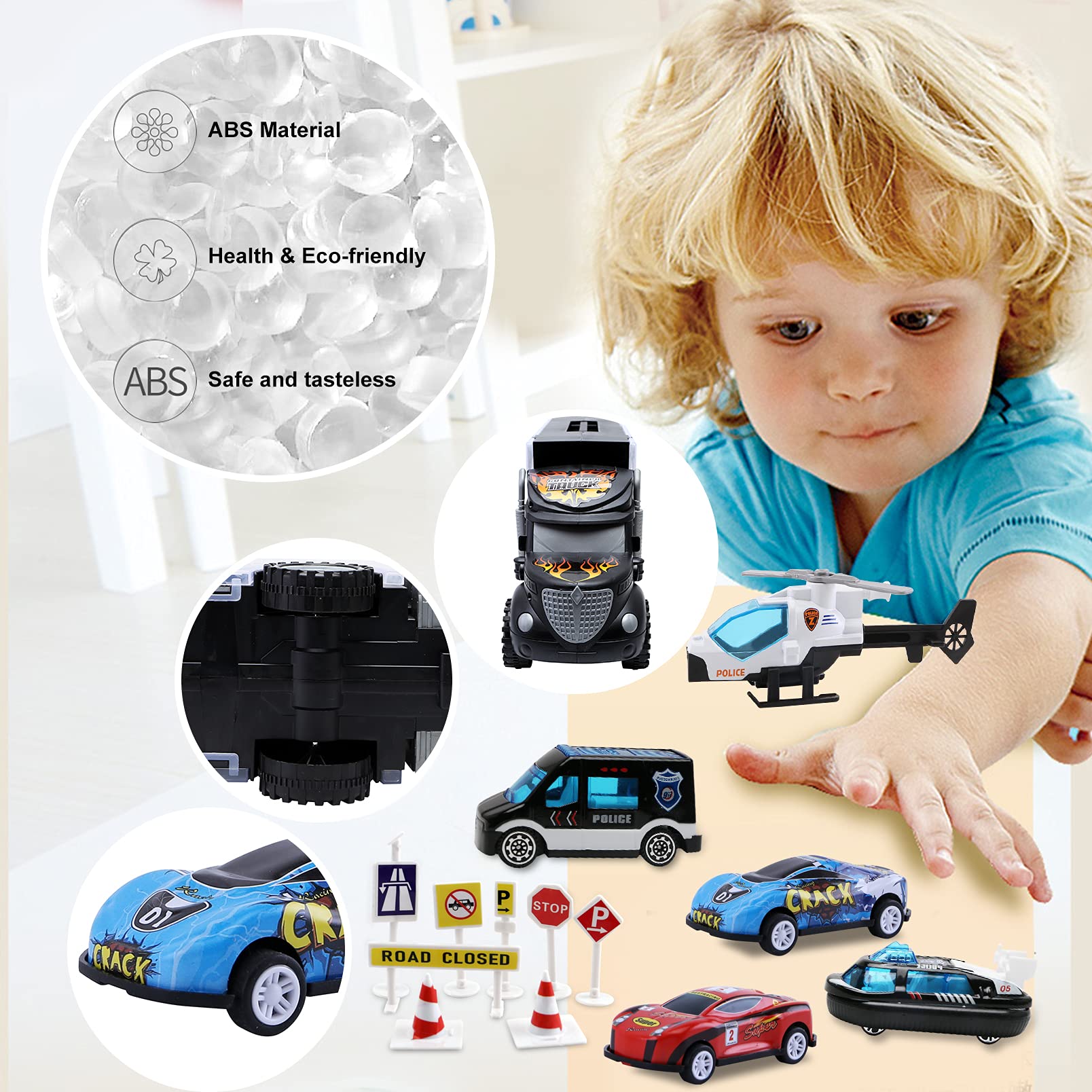 **Best Large Transport Cars Carrier Set with 12 Die-Cast Vehicles - Toddler Toys for 3-7 Year Old Boys & Girls - Perfect Christmas & Easter Gift for Kids - Fun Pretend Play & Travel Toy for Preschoolers**