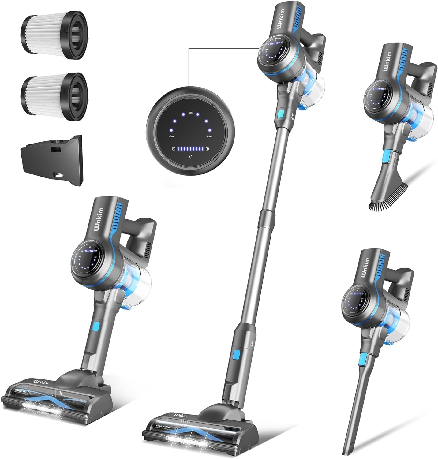Powerful 25Kpa Cordless Vacuum Cleaner - 45 Min Runtime, 6-in-1 for Carpets & Pet Hair - Home & Car Use