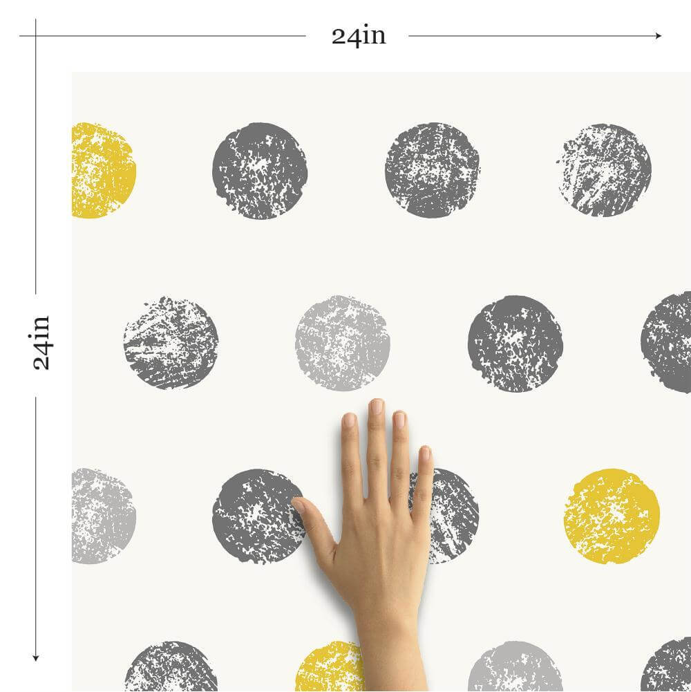 Yellow and Grey Geometric Peel and Stick Removable Wallpaper for Teens - Self-Adhesive Wall Decal for Bedroom, Dorm Room, and Nursery Decor