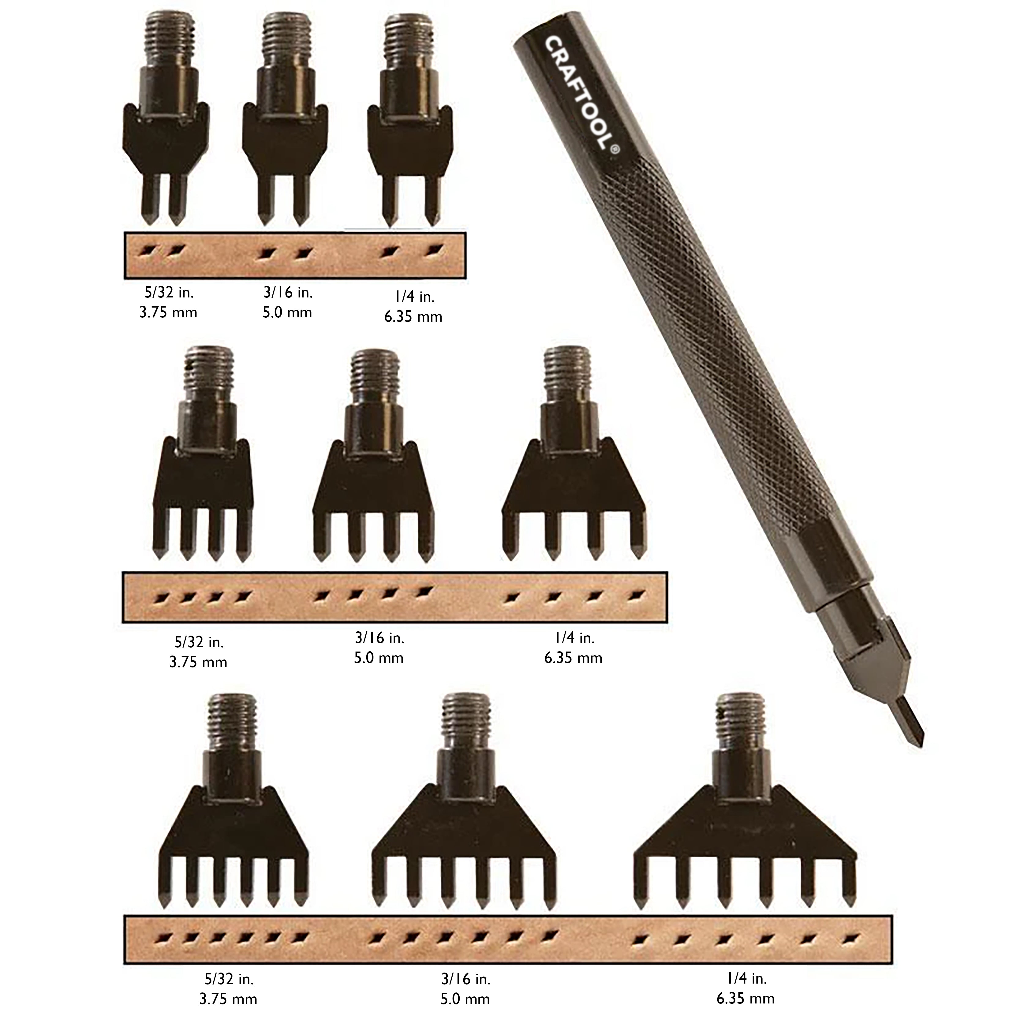 Craftool® Diamond Hole Chisel Set - 10-Piece Professional Leather Punching Tools for Leather Craft, DIY Projects | Perfect for Leatherworking, Belt Making, Shoe Repair & Crafting