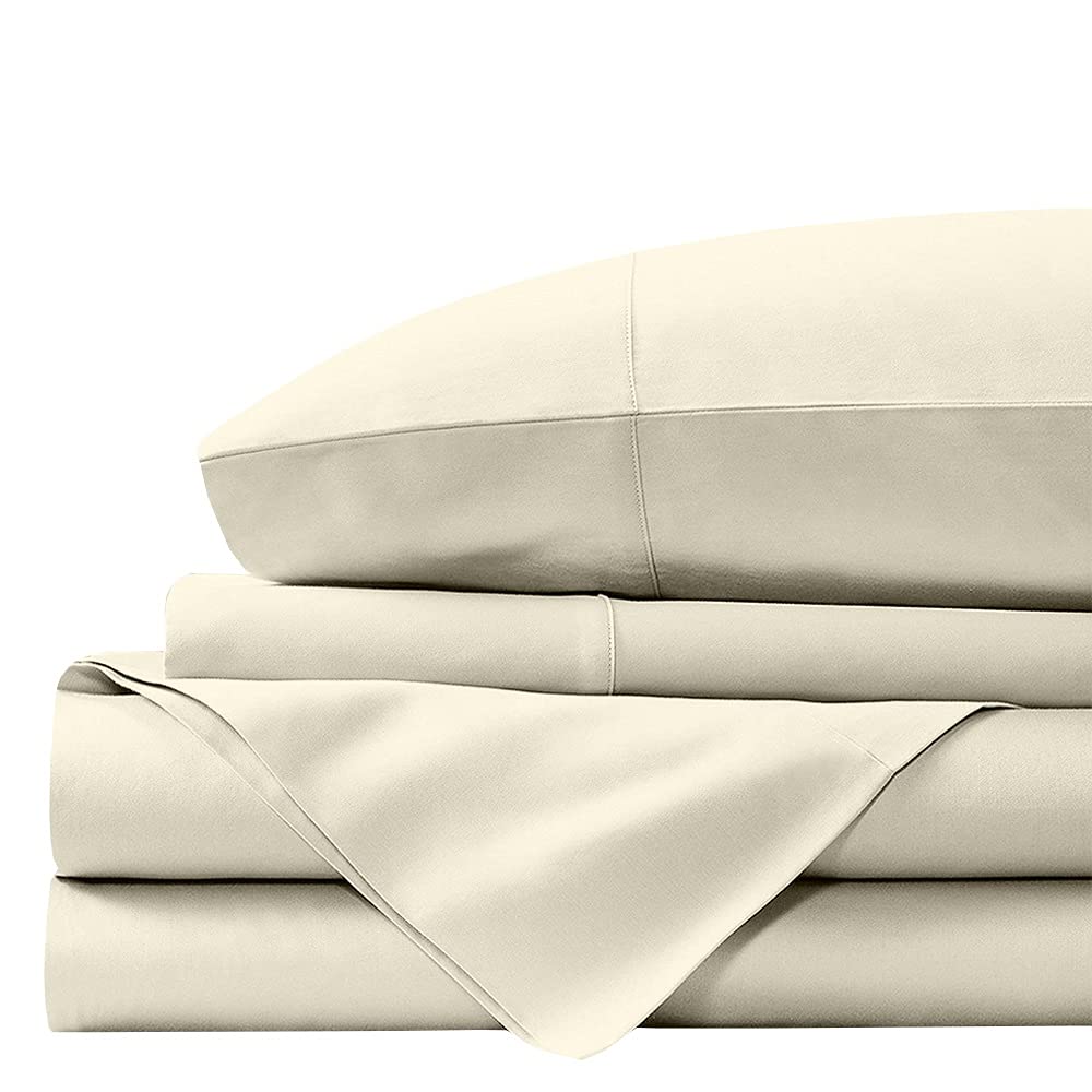 Split King Sheets for Adjustable Beds - 100% Cotton 5-Piece Deep Pocket Sheet Set - Breathable & Soft Ivory Solid Bedding for Split King Mattress | Perfect for Master Bedroom, Guest Room & Sleep Comfort