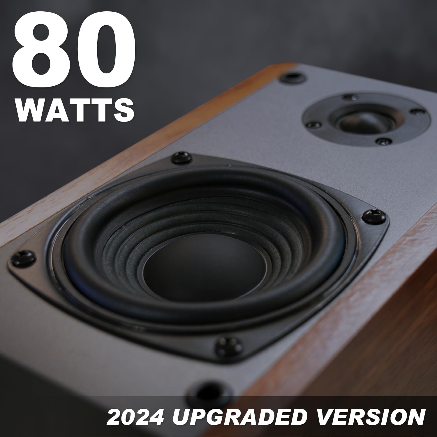 SINGING WOOD BT25 (2024 Version) 80W Bluetooth Bookshelf Speakers with Optical/Aux Inputs & Subwoofer Line Out - Wooden Enclosure for PC, TV, Turntable - Perfect for Home Theater, Gaming & Music Listening (Beach Wood Finish)