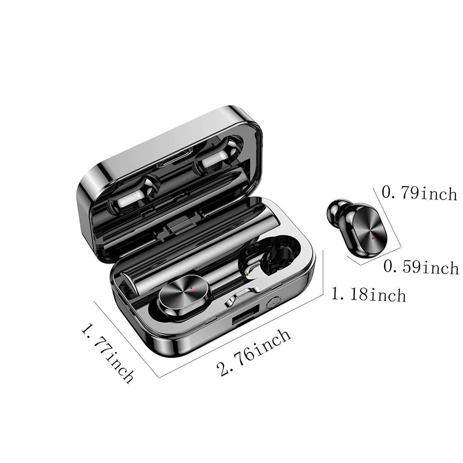 Wireless Earbuds Bluetooth 5.2 with Digital LED Power Display - IPX7 Waterproof Sports Headphones with Wireless Charging Case (Black) - Perfect for Running, Gym Workouts & Daily Commute