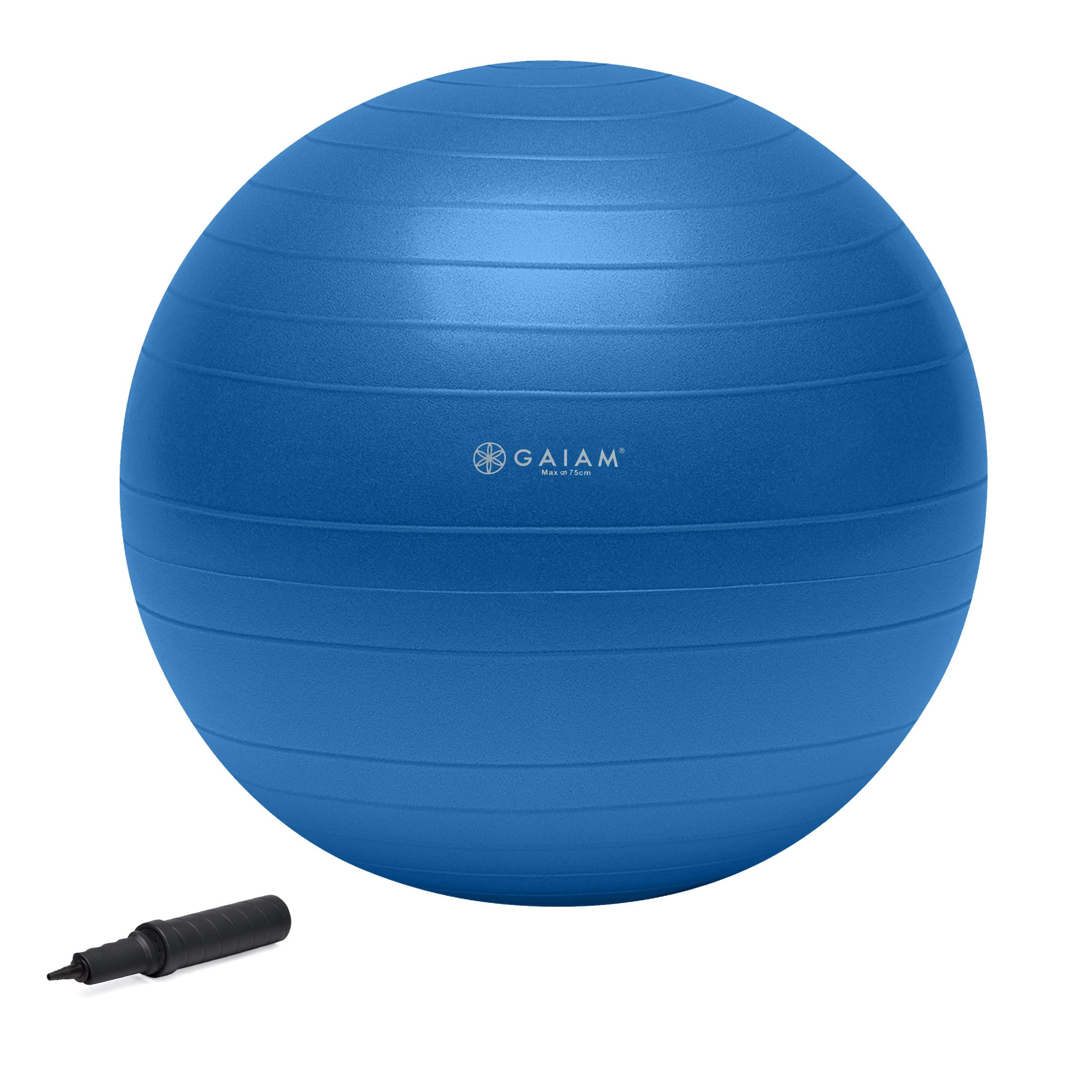 Gaiam Anti-Burst Exercise Ball with Air Pump - Total Body Balance & Stability Yoga Ball for Home Workouts, Office Chair Replacement, and Fitness Training - 45cm, 55cm, 65cm, 75cm Sizes - Perfect for Pilates, Yoga, Core Exercises, and Posture Improvement