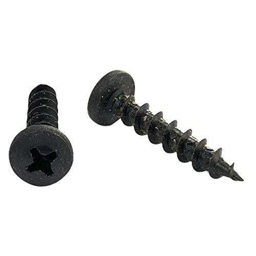 Premium #10 x 1-1/2 Inch Pan Head Phillips Wood Screws - Black Phosphate Coated (5000-Piece Box) - Ideal for Furniture Assembly, Deck Building & Woodworking Projects