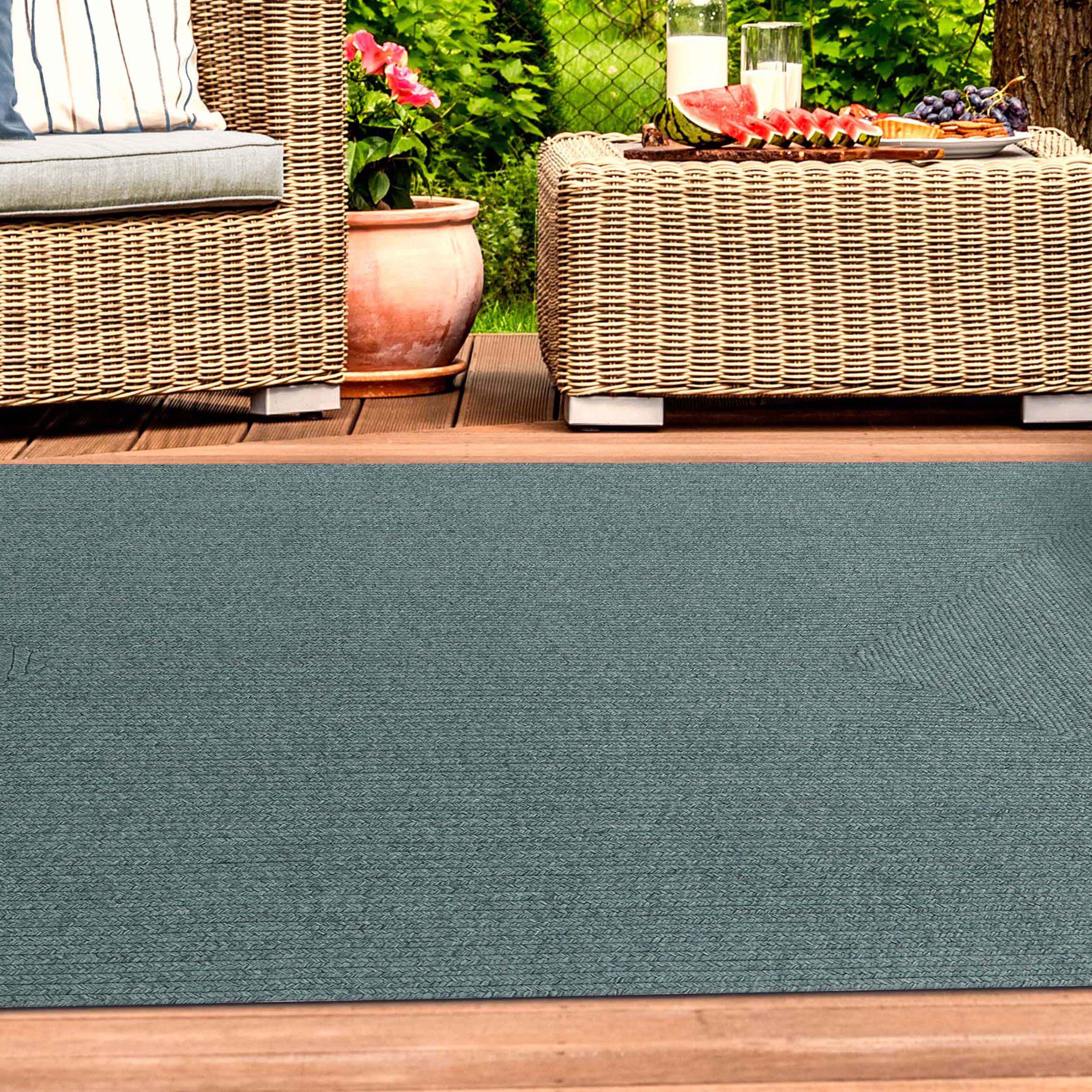 Bohemian Rectangle Braided Area Rug - Non-Slip Indoor Outdoor Rug for Living Room, Bedroom, Patio - Soft Woven Jute Natural Fiber Floor Mat for Home Decor