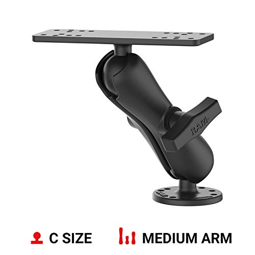 RAM Mounts RAM-111U Marine Electronic Mount with Medium Arm - Compatible with Garmin, Humminbird, Lowrance & More - Perfect for Boating, Fishing & Water Sports
