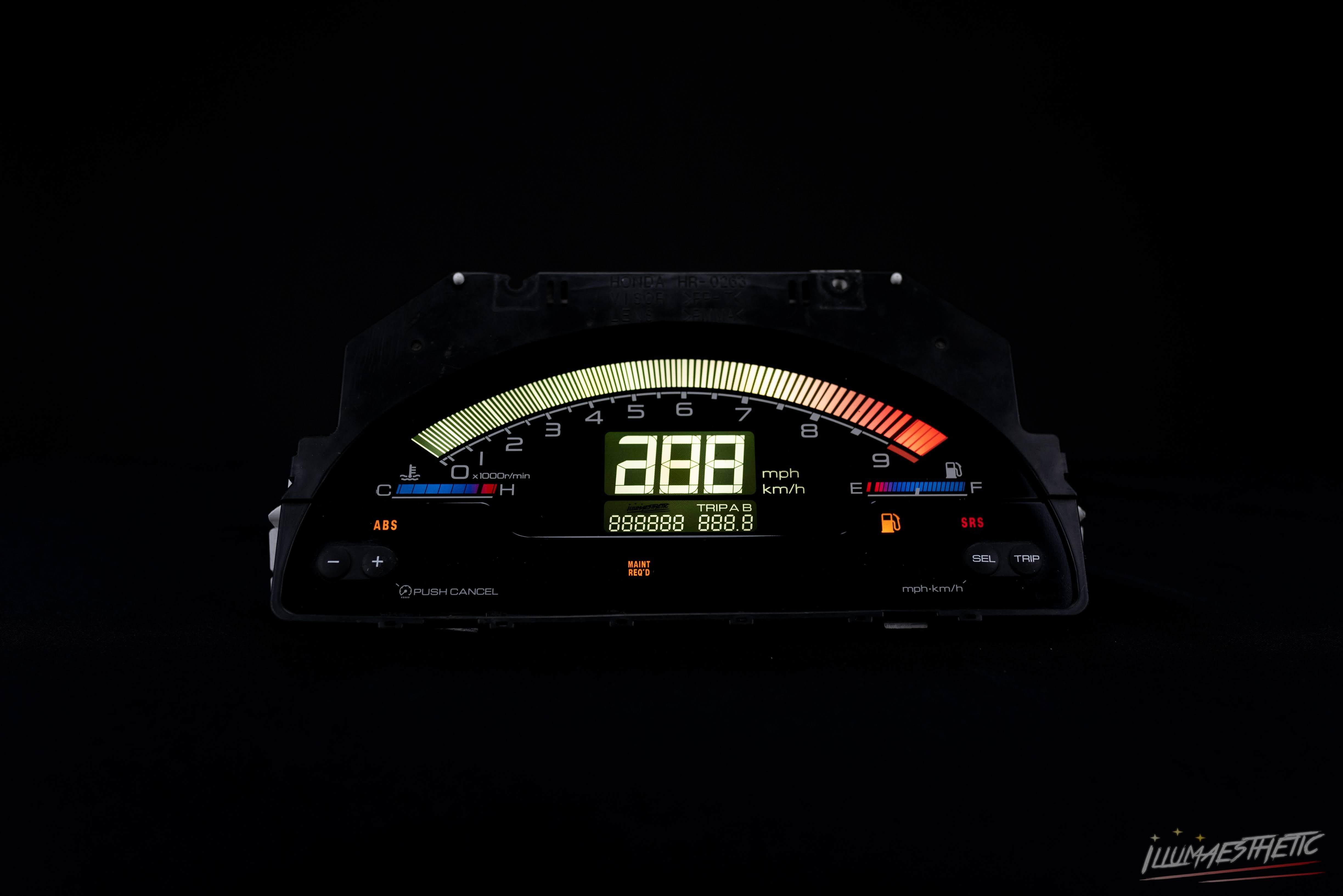 Illumaesthetic Honda S2000 AP1 Gauge Faces - High Visibility Custom Dashboard Instrument Cluster for Night Driving & Racing