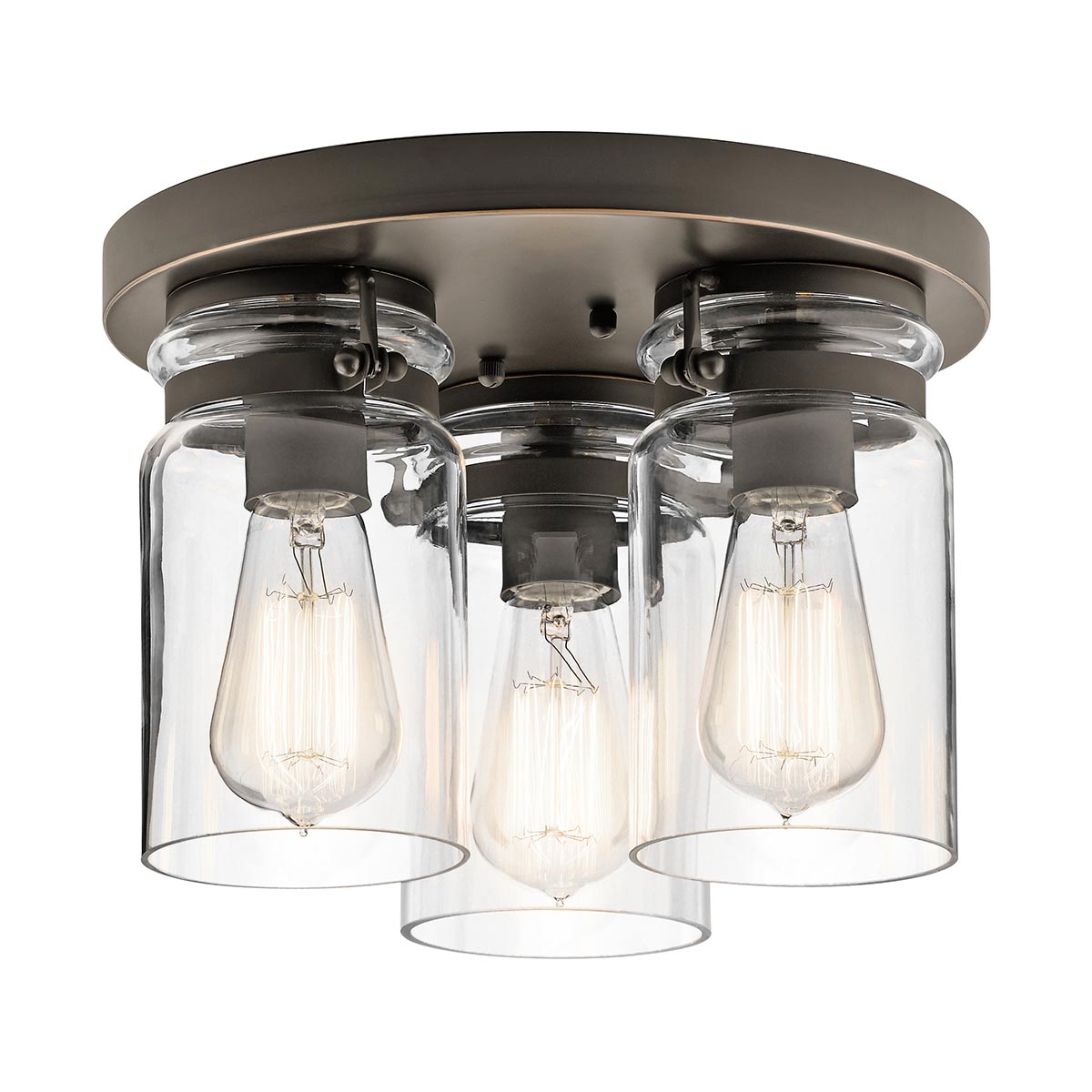 Brinley 3-Light Flush Mount Ceiling Light Fixture - Brushed Brass/Brushed Nickel/Antique Bronze Finish - E27 Base - Perfect for Bedroom, Living Room & Hallway Lighting