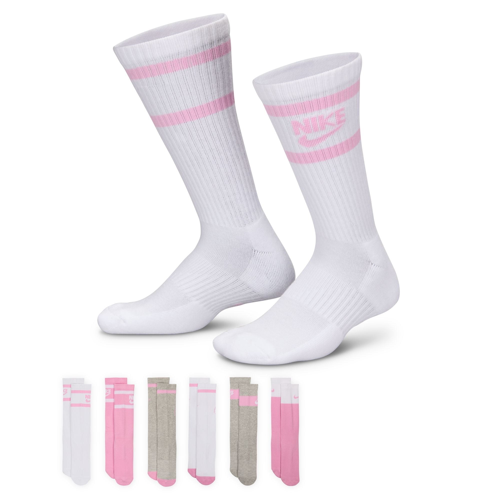 Nike Boys' Youth Everyday Crew Socks 6-Pack - Soft & Comfortable Athletic Socks for School, Sports & Daily Wear