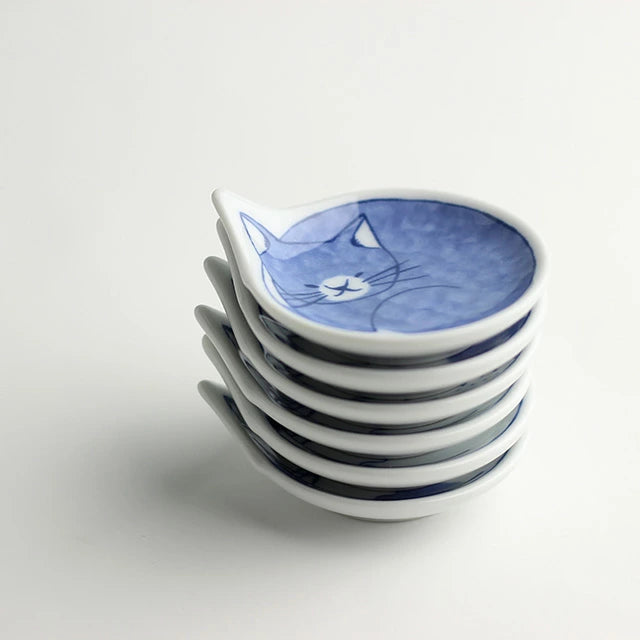 Hasami Yaki Small Plate Set of 6 - Japanese Ceramic Dishes for Sushi, Appetizers & Desserts - Perfect for Home Dining & Party Serving