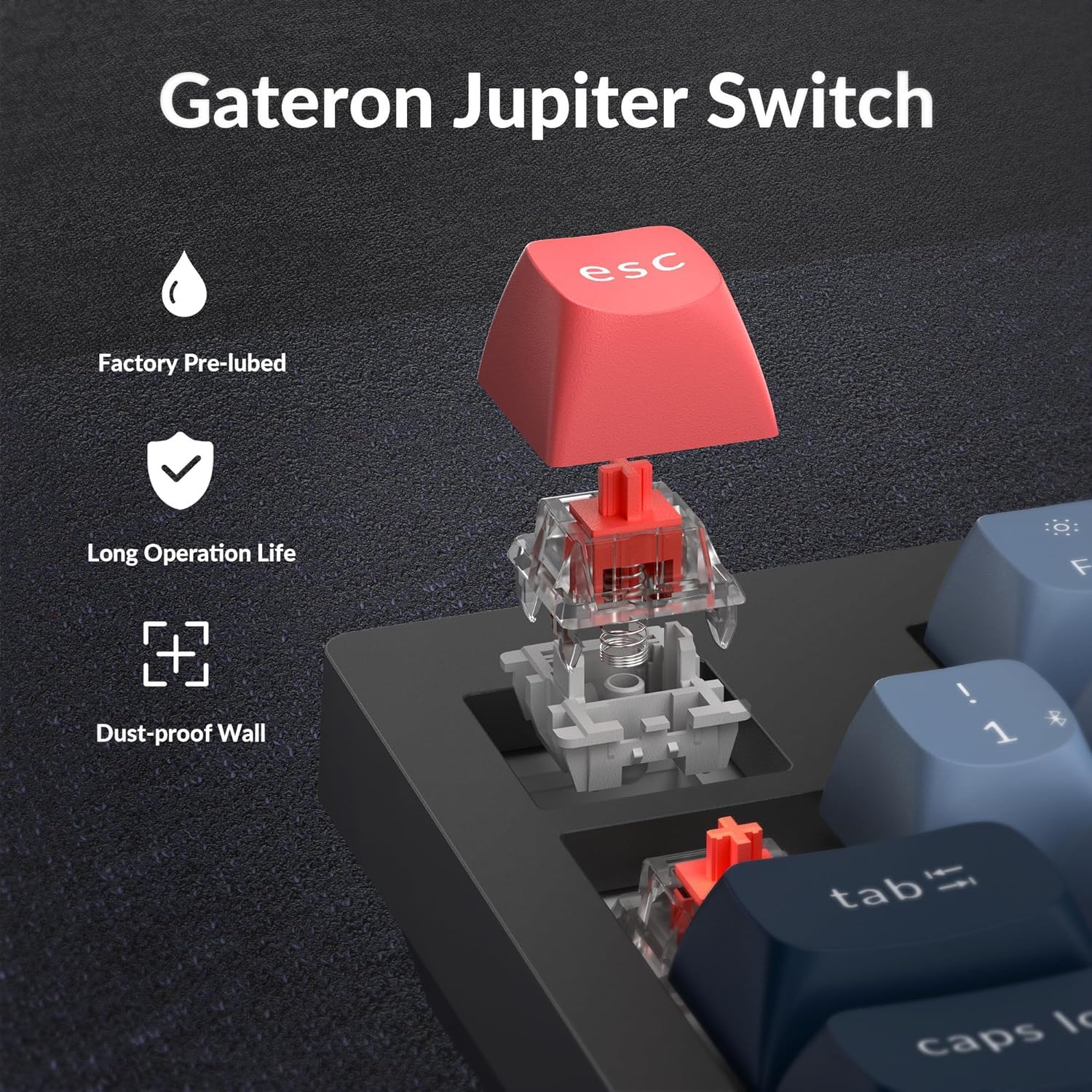 Keychron V5 Max Wireless Custom Mechanical Keyboard with Knob - QMK/VIA Programmable, 96% Layout, Bluetooth 5.1/2.4GHz/Wired, RGB Backlit, Hot-Swappable Gateron Jupiter Red Switches - Compatible with Mac & Windows - Perfect for Gaming, Coding & Office Work