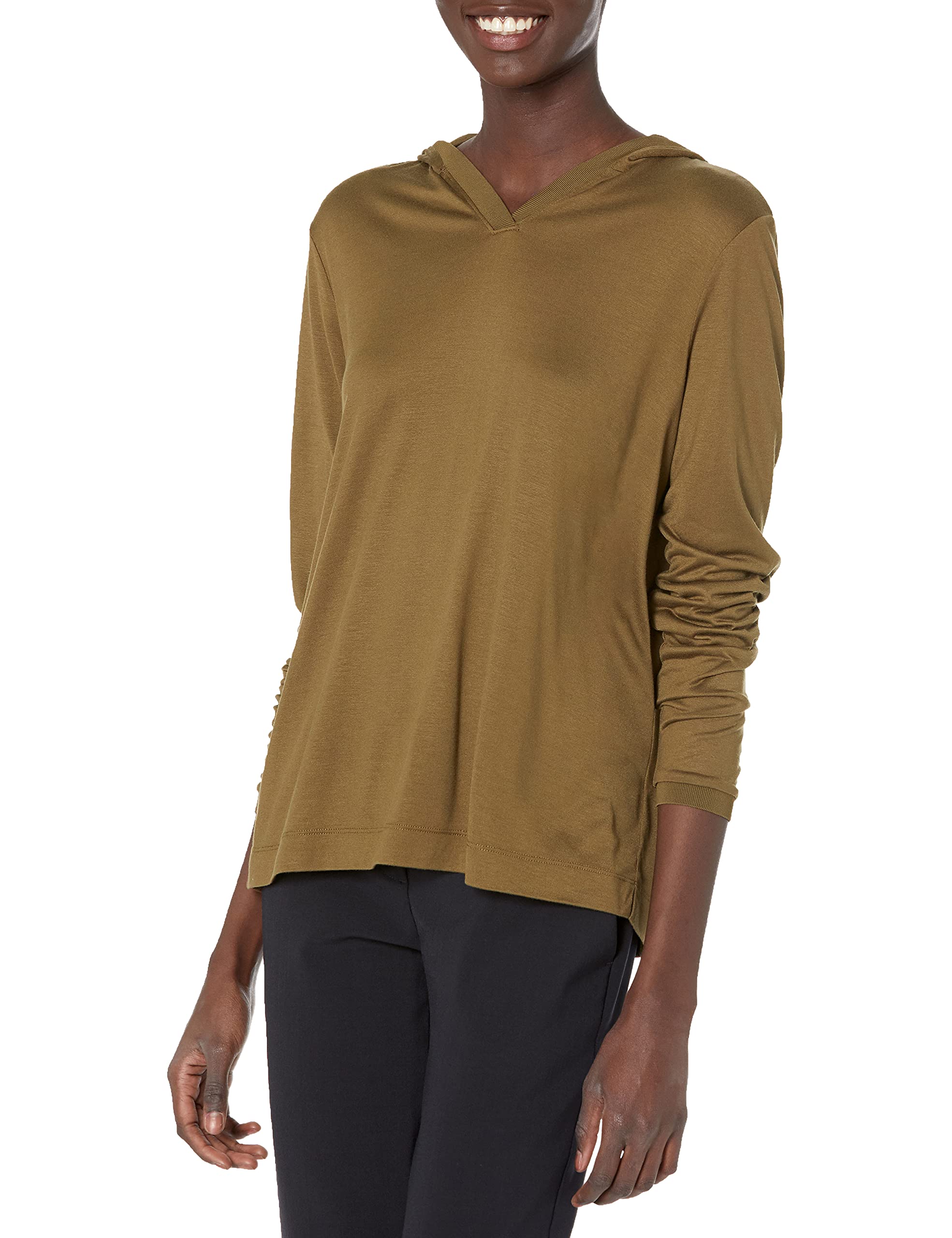 Theory Women's Easy Rib Hoodie - Soft Stretch Pullover Sweatshirt for Casual Wear & Lounge | Perfect for Everyday Comfort, Workouts, and Relaxing at Home