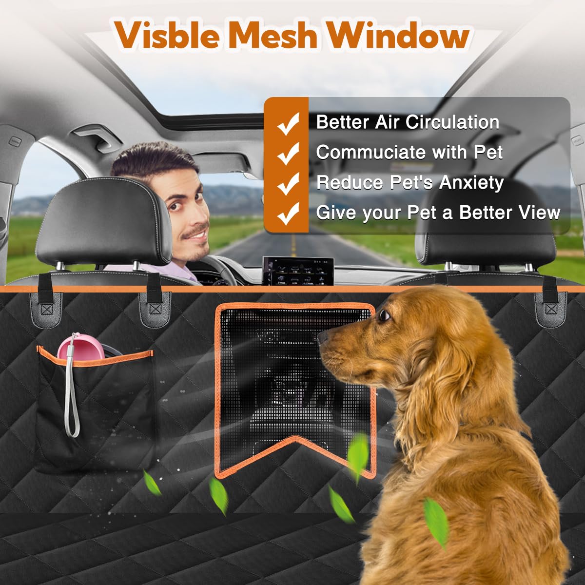 **Kytely Waterproof Dog Car Seat Cover for Back Seat - Heavy Duty 600D Hammock with Mesh Window, Anti-Scratch & Nonslip Pet Seat Protector for Cars, Trucks, SUVs - Perfect for Travel, Road Trips & Pet Safety**