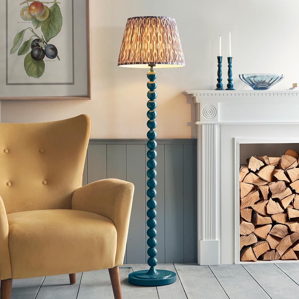 Auralis Ikat Floor Lamp with E27 Socket - Modern Handwoven Design for Living Room, Bedroom & Office Lighting