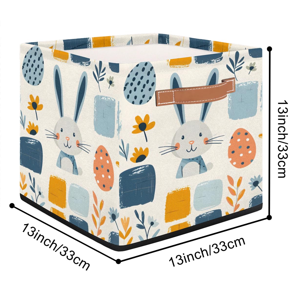 Collapsible Fabric Cube Storage Bins with Handles - Easter Rabbit Design Organizer Baskets for Shelves, Toys, Towels & Closet Organization | Perfect for Home, Nursery & Office Storage Solutions