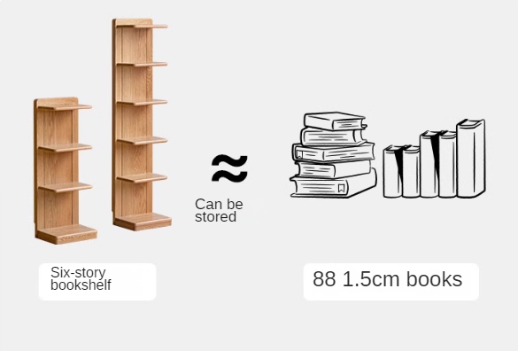 Solid Oak Wood Modern Multi-Layer Bookshelf - Stylish Home Office & Living Room Storage Shelf for Books & Decor