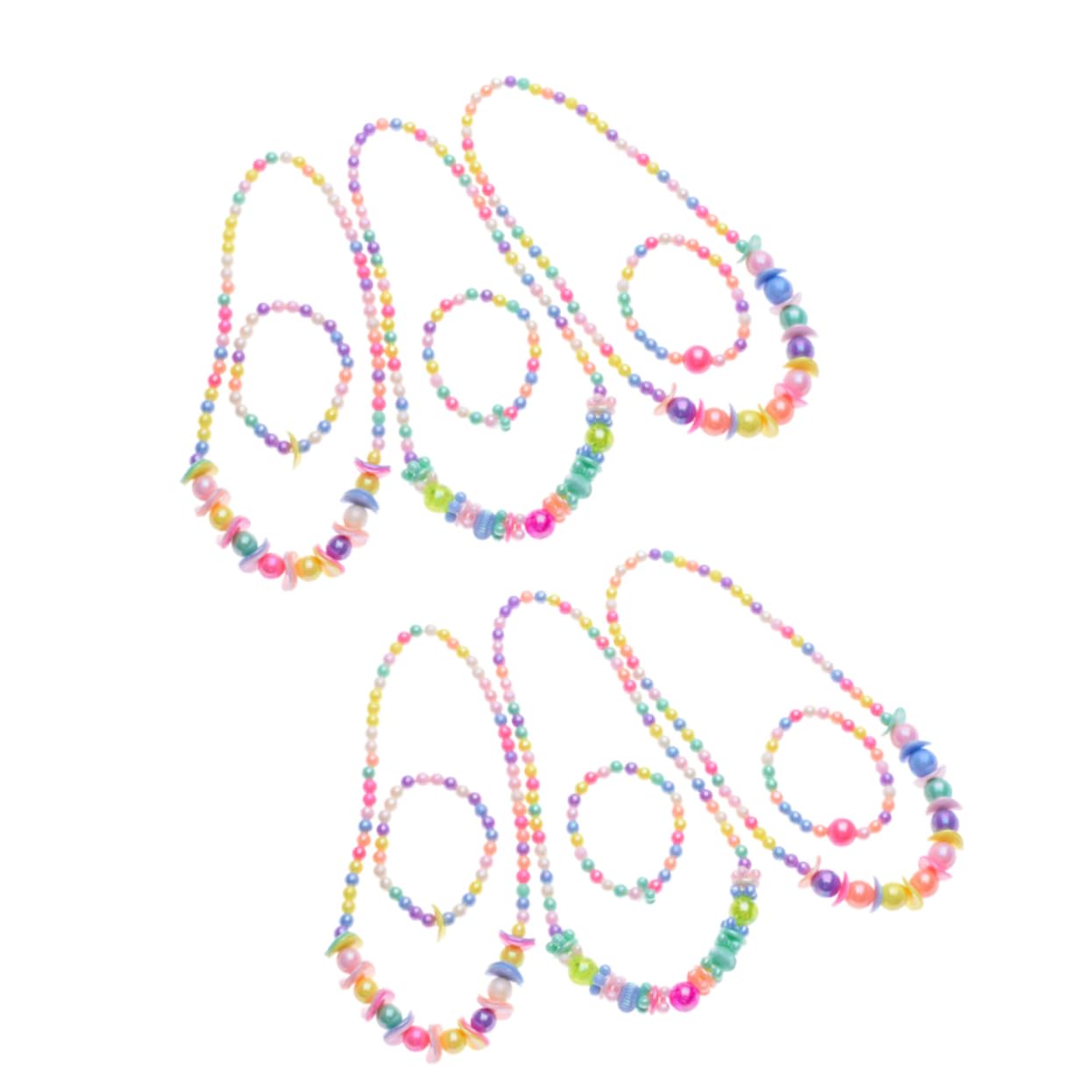 Amosfun 6-Piece Colorful Pearl Beaded Necklace Set for Kids - Creative Jewelry Ornaments for Girls, Birthday Gifts, Party Favors & Dress Up Play