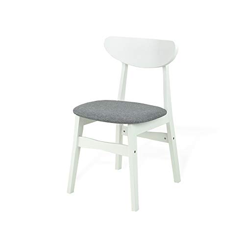 SK New Interiors 4-Piece Modern Dining Set - Round Solid Wood Table & Yumiko Chairs with Padded Seats (White Frame & Light Gray Cushion) - Perfect for Kitchen, Breakfast Nook & Small Space Dining Rooms