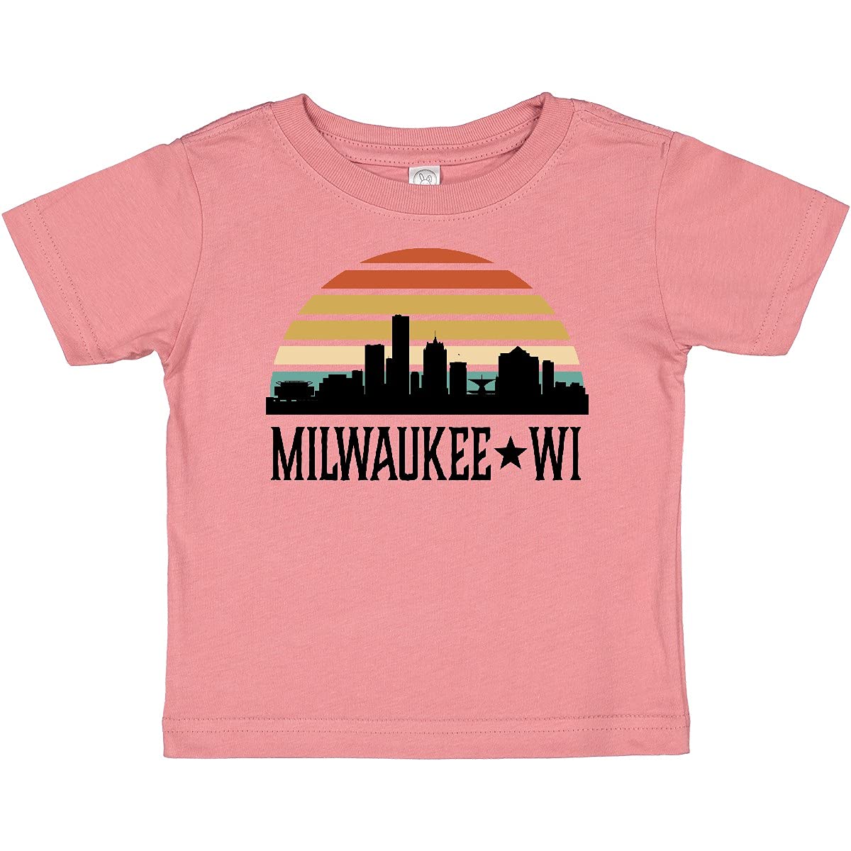 Inktastic Milwaukee Wisconsin Skyline Retro Sunset Baby T-Shirt - Cute Graphic Tee for Infants & Toddlers - Perfect for Family Outings, Photo Shoots & Wisconsin Pride
