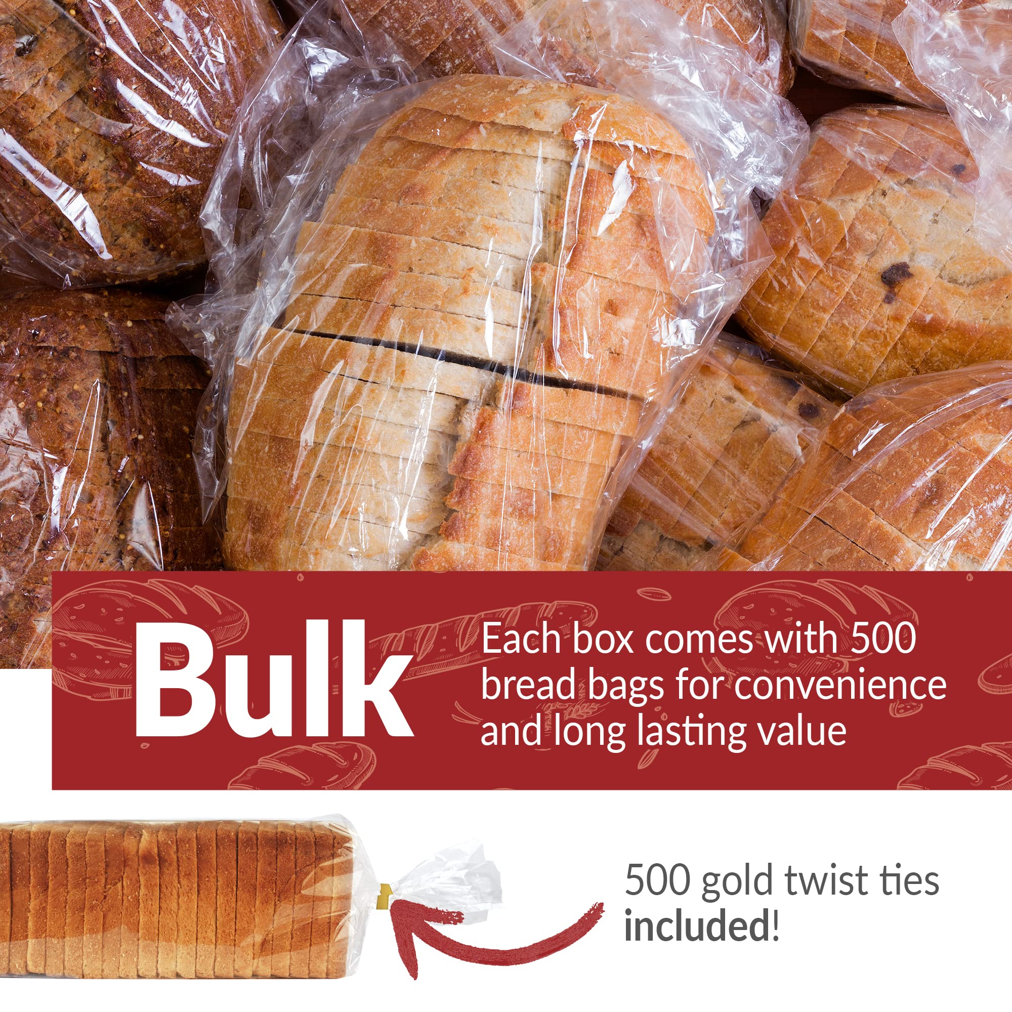500 Pack Clear Plastic Twist Ties for Homemade Bread & Bakery - 8 x 4 x 18