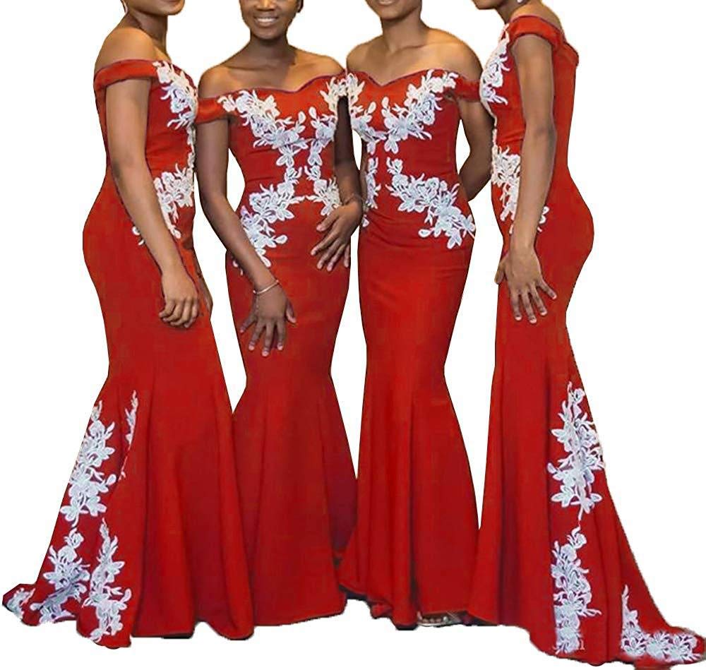 Elegant Appliqued Lace Off-Shoulder Mermaid Bridesmaid Dresses for Weddings - Perfect for Formal Ceremonies, Beach Weddings & Evening Receptions