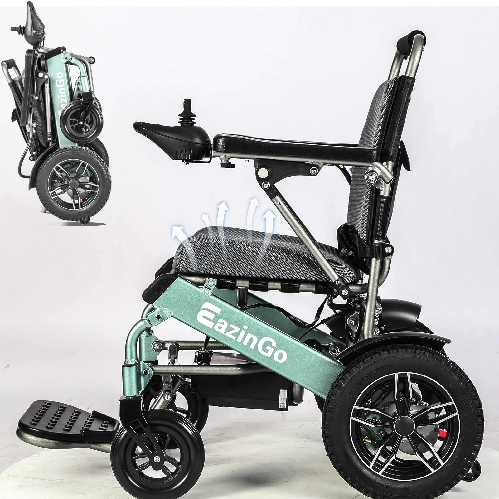 2025 Upgraded Most Comfortable Electric Wheelchair for Adults - Lightweight 500W Power Wheelchair with Airline Approval (Green) - Perfect for Travel, Indoor/Outdoor Mobility & Daily Commuting