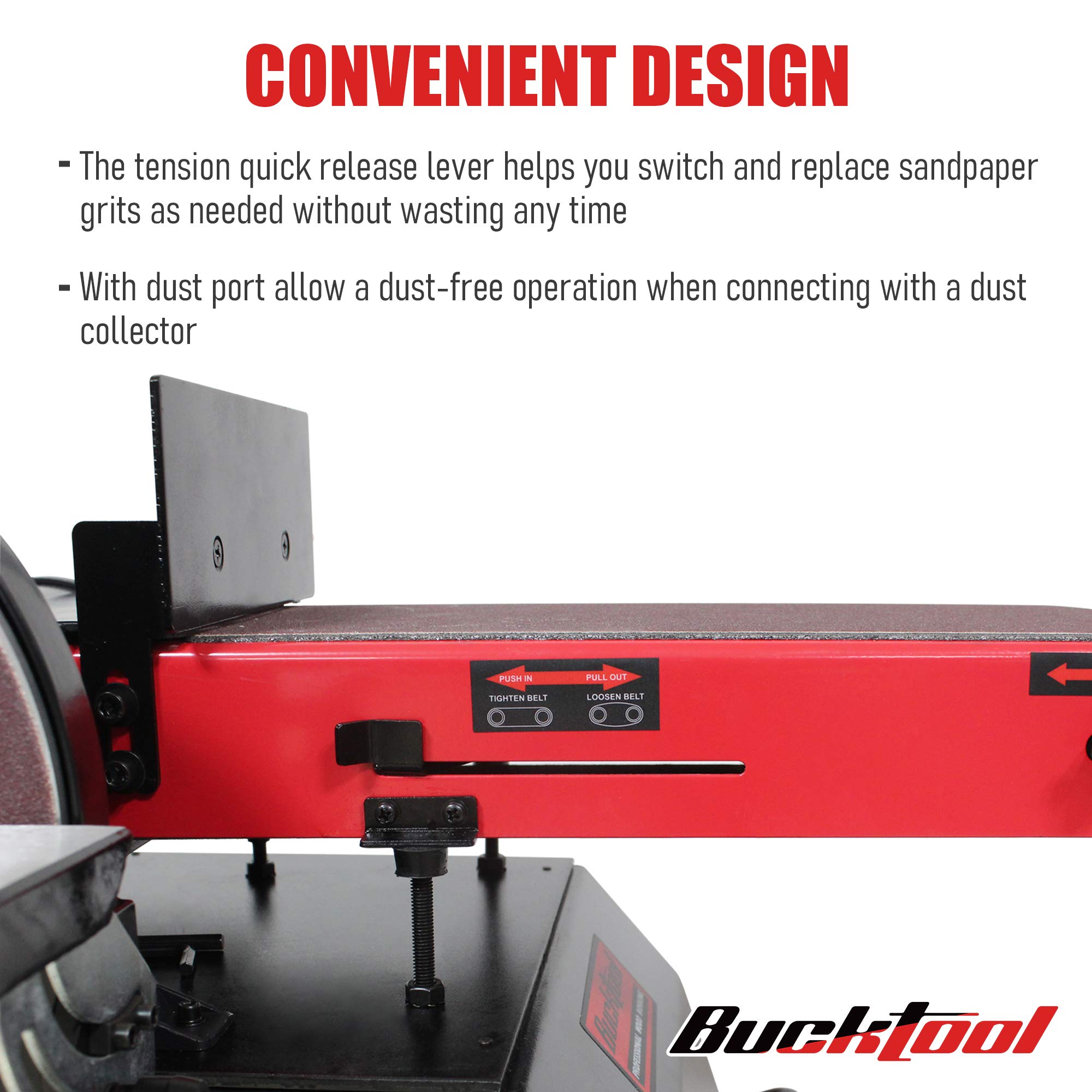 BUCKTOOL BD61000 1.5HP Heavy Duty Bench Belt & Disc Sander - 6