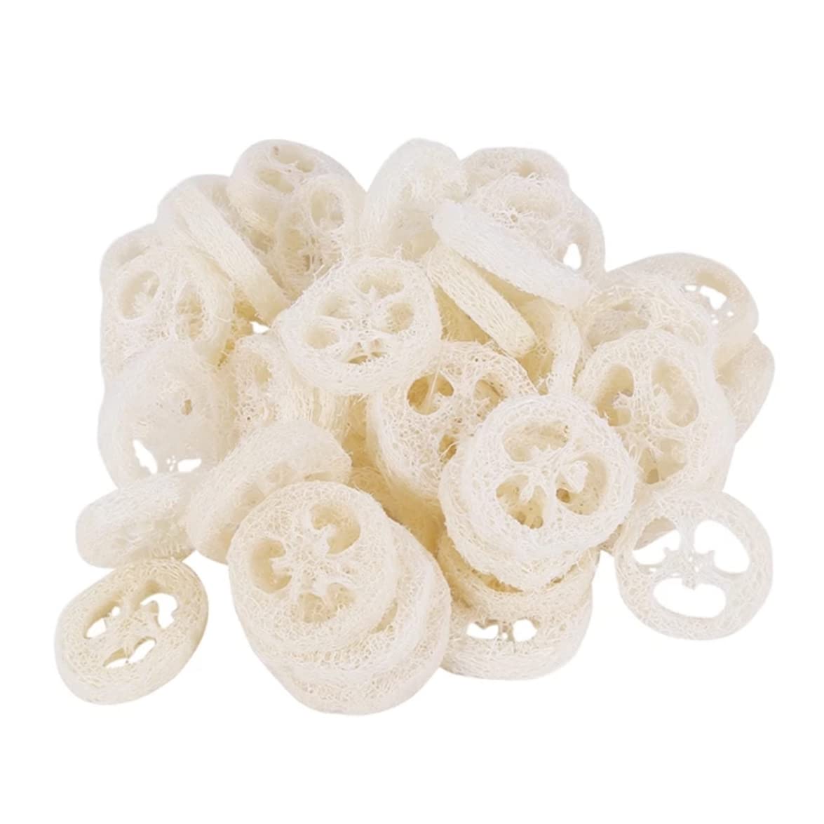 Organic Loofah Slices for Soap Making - 50 Pack Natural Loofah Sponges | Eco-Friendly Bath & Body Scrubbers for Handmade Soap, Exfoliation & Skin Care | Perfect for DIY Soap Crafting, Spa Treatments & Gentle Cleaning Supplies