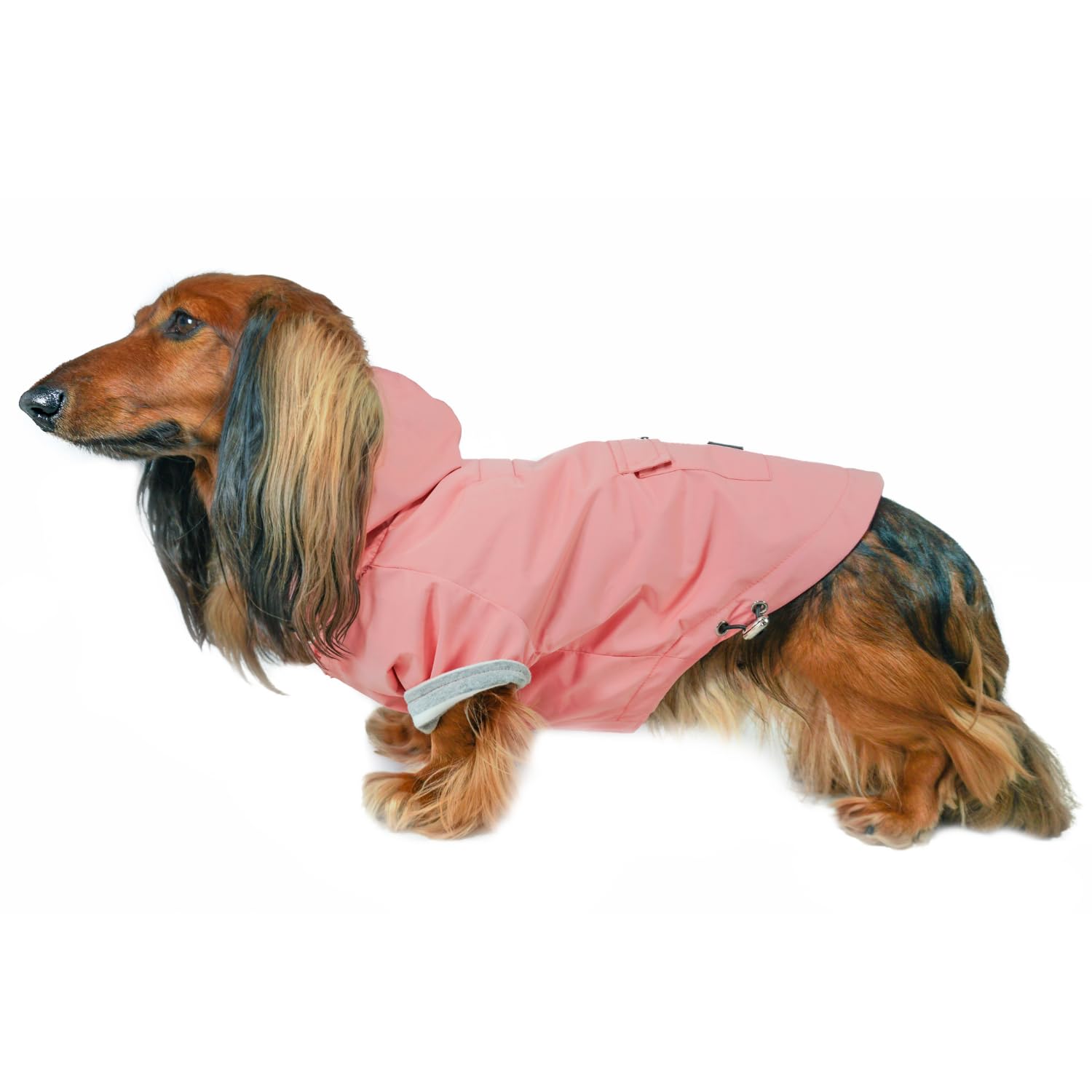Waterproof Dog Jacket with Hood - Adjustable Lightweight Pink Coat for Small & Medium Dogs | Harness Hole, Cozy Lining & Back Pocket | Perfect for Outdoor Hiking, Walking & Cold Weather (Medium, Pink)