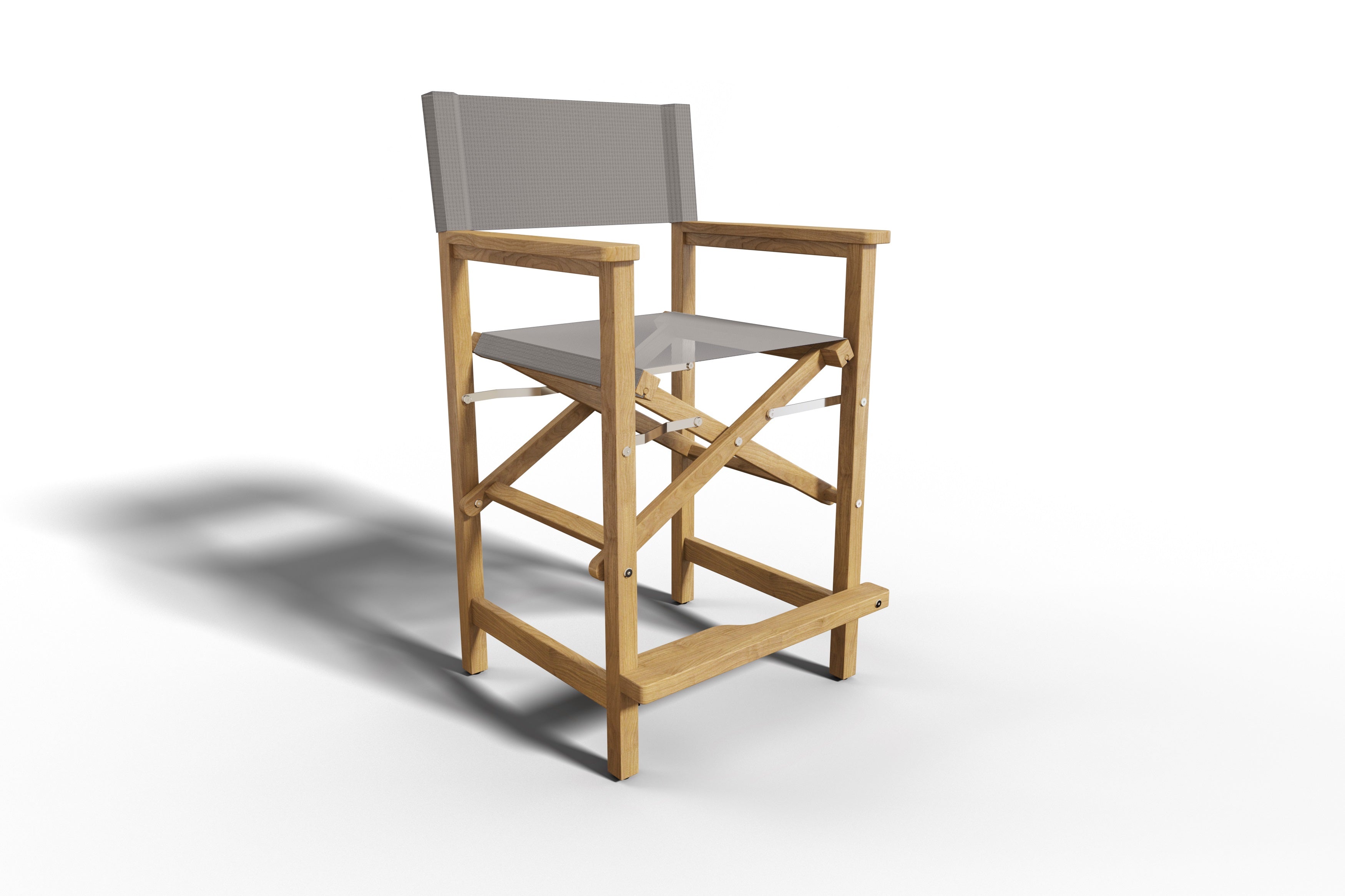 Premium Teak Outdoor Bar Height Dining Armchair - Weather-Resistant Taupe Patio Furniture for Poolside, Deck & Garden Entertaining