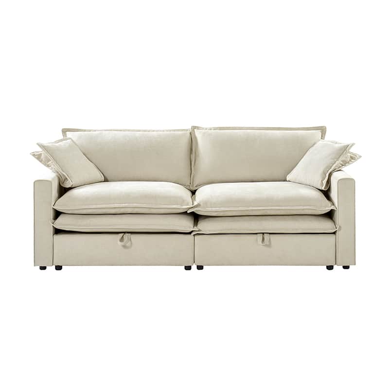 Comfortable Storage Sofa with Dual Layer Cushions & Wide Armrests - Perfect for Living Room, Bedroom, and Small Space Relaxation