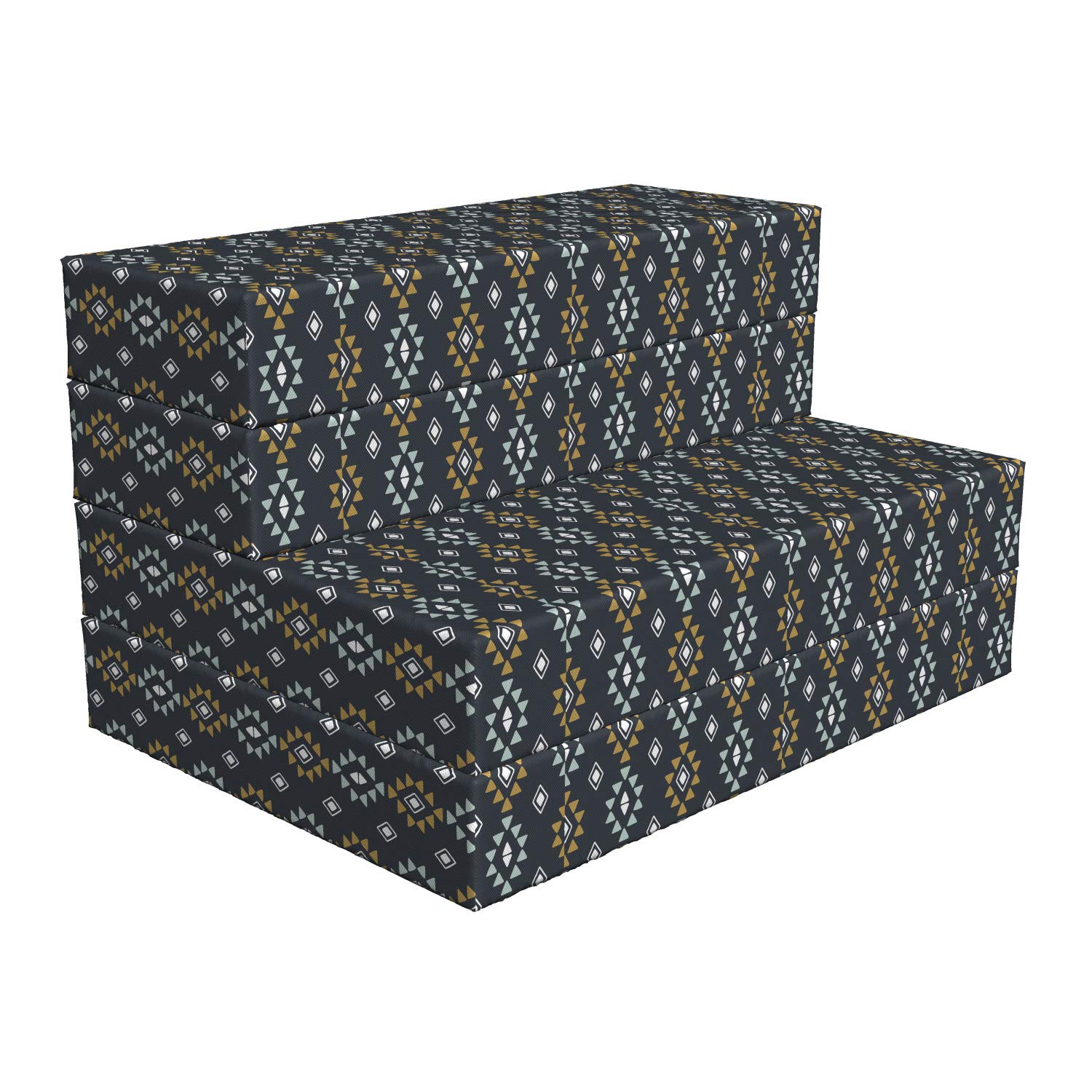 Ambesonne Geometric Foldable Mattress - Tribal Rhombus and Triangle Design, 74.8