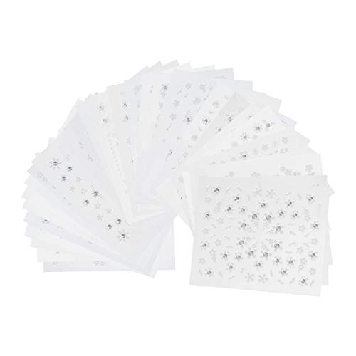 Minkissy 30 Sheets Christmas Snowflake Nail Stickers - 3D Rhinestone Nail Art Polish Wraps for Women & Girls | Holiday Party, Gift Giving, Winter Nail Designs