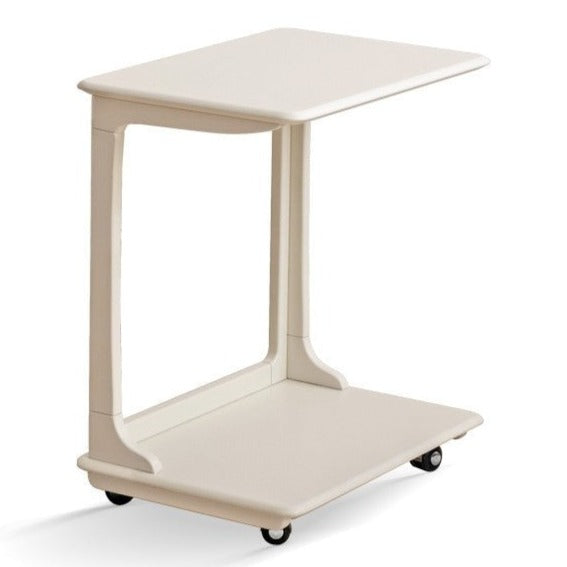 Birch Solid Wood Mobile Side Table - Lightweight Rolling End Table for Living Room, Bedroom, or Office - Perfect for Small Spaces and Easy Mobility